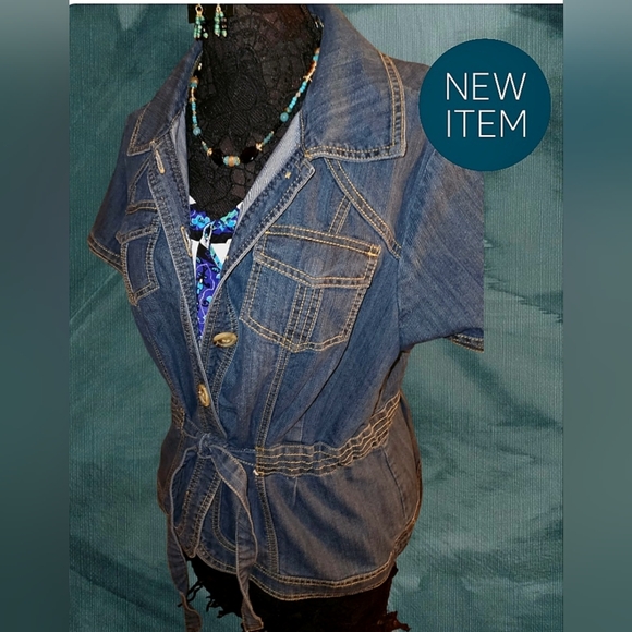 4 piece set, Lane Bryant Top and Jacket. Hand made necklace and earrings - Picture 6 of 9